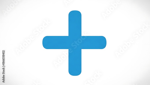 A blue plus sign icon on a white background, representing addition and positivity