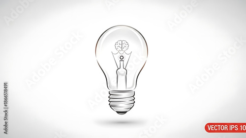 A minimalist vector illustration of a lightbulb with a brain inside, symbolizing creative ideas and innovation.