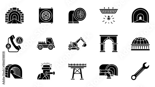 Construction tools and equipment isolated on white background, Vector