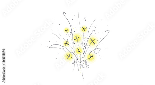 Fireworks Explosion with Yellow Sparks.