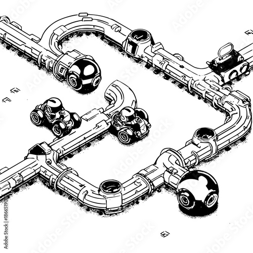Racing Cars on Metal Track