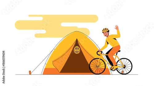 Adventures Await Cyclist Embarking On A Cycling Trip In The Outdoors