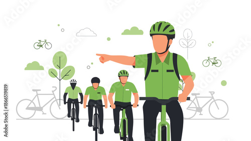 Guided Cycling Tour Along Scenic Route With Group Of Active People Outdoors