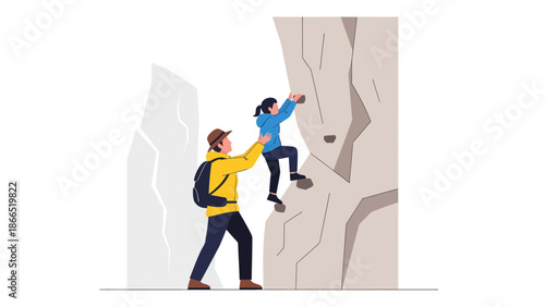 Guiding Adventure Climbing Mountain Together Exploration Teamwork Achievement
