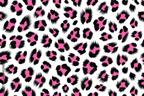 Dynamic pink and black leopard print animal fur skin pattern, an abstract African wildlife design evoking the spirit of Africa in a vibrant visual
