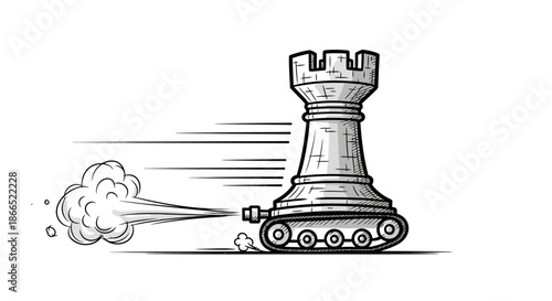 Chess Piece Rook Tank Military Vehicle.