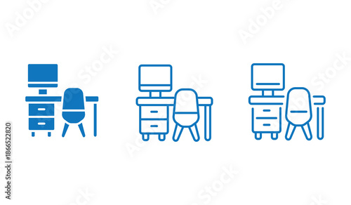  Office table icon.different style icon and vector illustration.