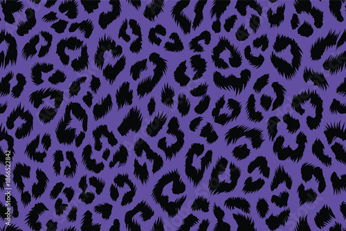 Vibrant purple and black leopard print pattern, featuring an abstract animal fur skin texture, inspired by wild African savanna aesthetics for graphic design projects