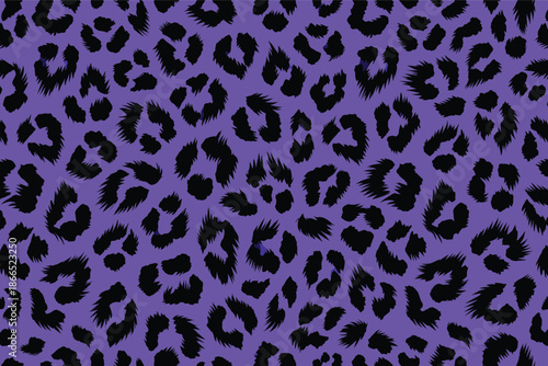 Vibrant purple and black leopard print animal pattern, an abstract african fur skin design reflecting wild elegance and exotic jungle aesthetics