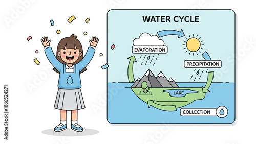 Girl Celebrating Learning About the Natural Water Cycle For Educational Purposes
