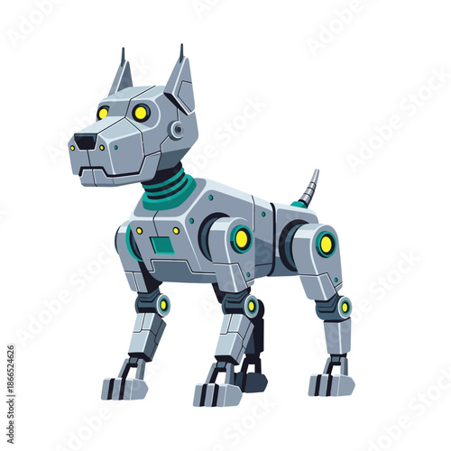Futuristic robot dog, artificial intelligence pet, mechanical canine companion
