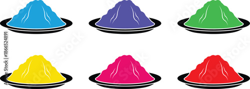 Colorful powder piles on plates Vector