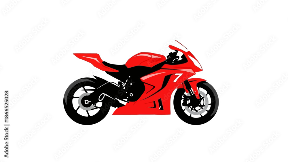 Fototapeta premium Red Sport Motorcycle Isolated on White Background - Vector Illustration
