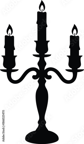 Elegant candelabra with three lit candles Vector
