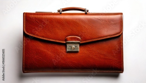 Elegant Brown Leather Briefcase - A Classic Accessory for Professionals and Executives.