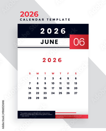 June 2026 wall calendar for effective planning and organization on a light blue background
