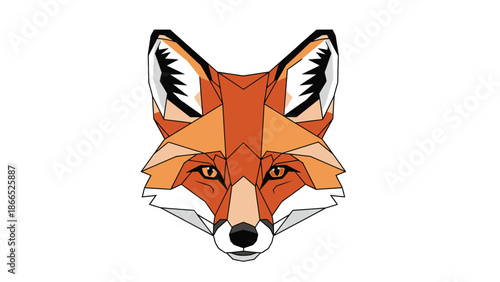 Geometric Fox Head Illustration, Low Poly Animal Art, Polygonal Wildlife Design