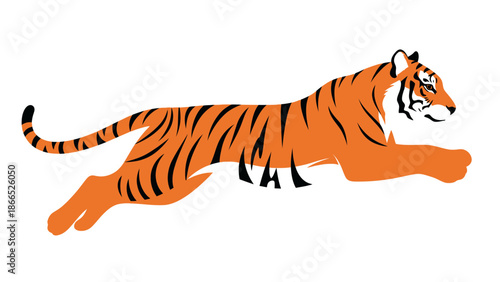 Running Tiger Illustration - Dynamic Animal Vector Art