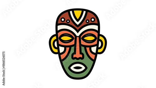 Colorful African Tribal Mask Illustration
