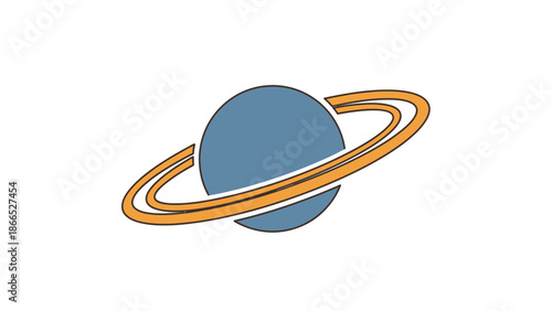 Stylized planet with rings, cosmic, space exploration, science illustration