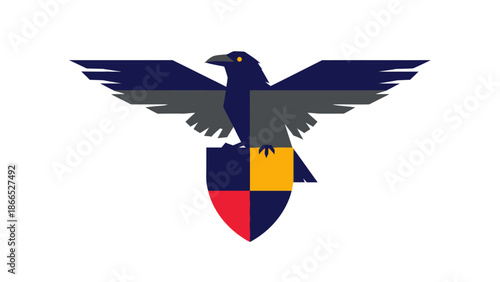 Eagle Emblem with Shield, Heraldic Symbol, Vector Graphic