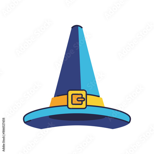 Blue Witch Hat with Yellow Buckle - Halloween Costume Accessory