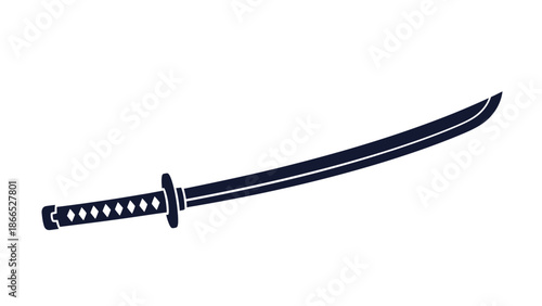 Japanese Katana Sword Silhouette, Samurai Weapon Icon