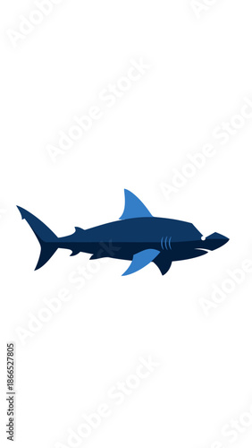 Stylized Blue Shark Illustration - Vector Art