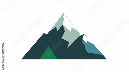 Abstract Mountain Peak with Snow Cap - Geometric Minimalist Illustration