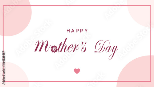Happy mother's day greeting card with pink heart design