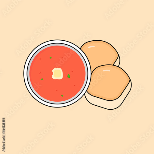 Pav Bhaji Food Icon Flat Vector Illustration of Indian Street Food