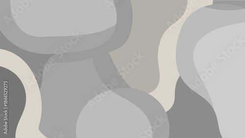 Abstract blob pattern, gray beige tones, organic layered shapes, smooth curved texture, modern neutral design, flat vector illustration