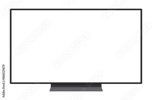 Blank Monitor Screen Mockup with White Display Isolated on Clean Background Showing Flat Television Frame Front View Minimal Modern Presentation Template