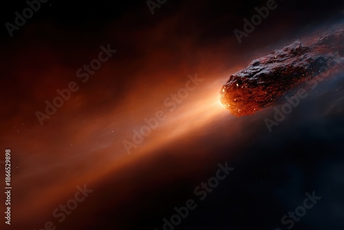 Fiery Celestial Passage: Witness the awe-inspiring spectacle of a celestial object hurtling through the cosmos. An illustration of cosmic event.