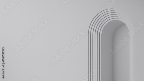 Modern minimalist archway in gray background
