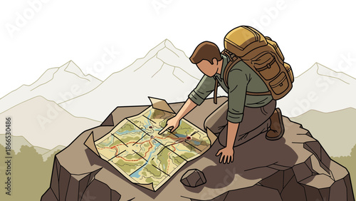 Exploring The Mountains With A Man And A Map And Planning Adventure Trip