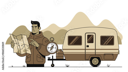 Finding The Right Route With A Map During A Road Trip Adventure