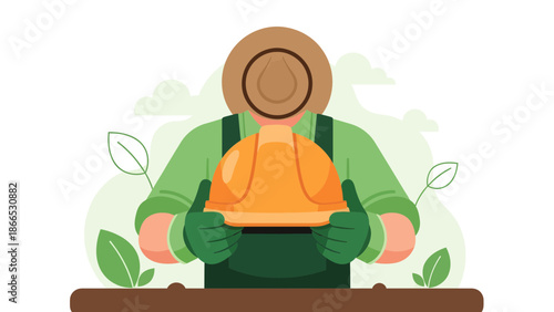 Farmer Offers Safety Helmet And Encourages Safe Agricultural Practices Promotion