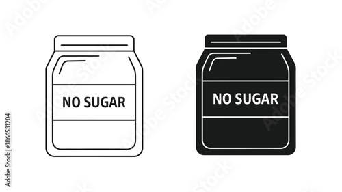 Two jars labeled no sugar one white and one black silhouette