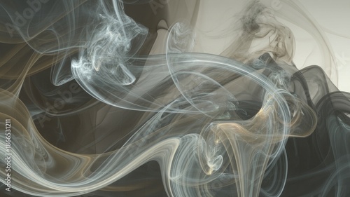 Ethereal smoke swirls in dark mysterious space