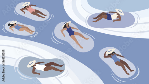 Floating Away Summer Days In Serene Blue Water With Relaxing Company