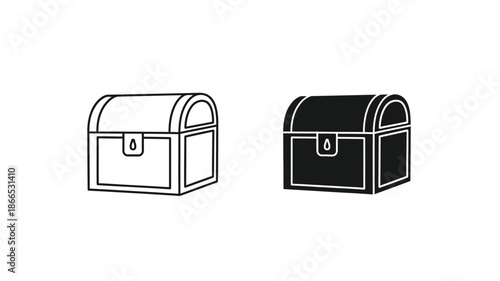 Two treasure chests one outlined and one filled a striking silhouette