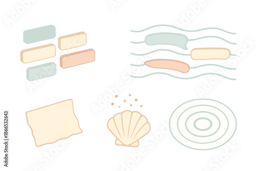 Seaside Language Drift. Isometric vector illustration set Seaside Language Drift: magnet words, floating phrases, sea current flow