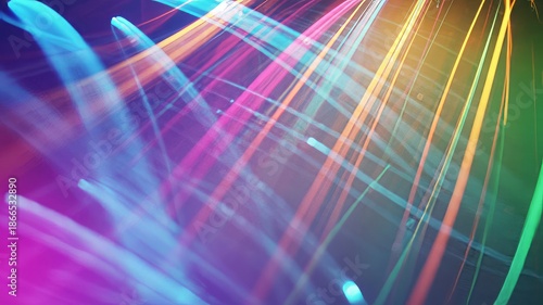 Vibrant colorful light trails in motion creating dynamic energy