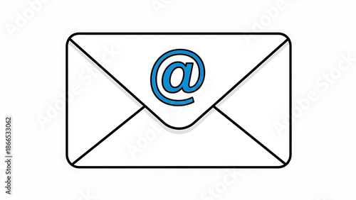 A simple vector graphic of an envelope with an at symbol on it