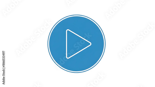 A blue play button icon on a white background for multimedia applications