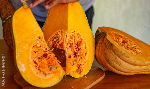 abóbora cortada ao meio