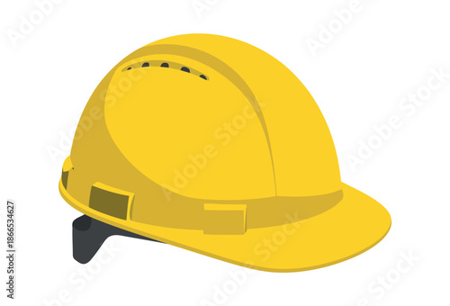 A yellow hard hat sits on a white background, ready for industrial use.