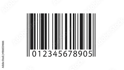 A black and white barcode with numbers on a plain background