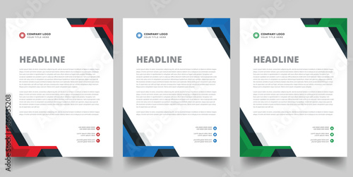 Modern Corporate Letterhead Template with Geometric Red and Black Accents